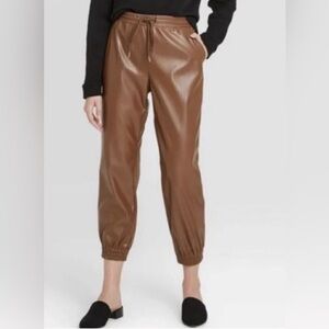A New Day Brown Faux Leather Jogger Pants
